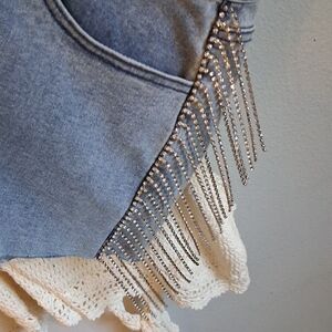 Forever, 21 Size 30 Denim short shorts with diamond fringe